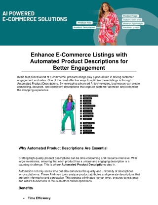 Enhance E-Commerce Listings with Automated Product Descriptions for Better Engag