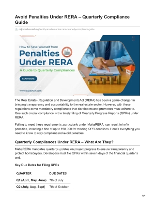 Avoid Penalties Under RERA – Quarterly Compliance Guide