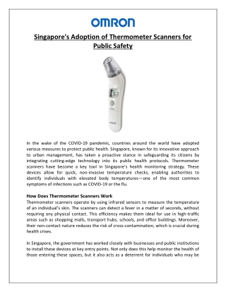 Thermometer Scanners for Public Safety Singapore Omron Healthcare Blogs