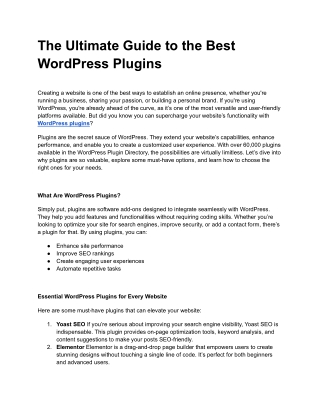 The Ultimate Guide to the Best WordPress Plugins