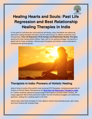 Best Past Life Regression Therapist in India