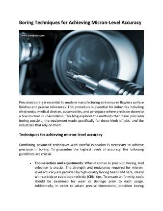 Boring Techniques For Achieving Micron-Level Accuracy