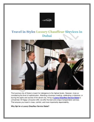 Happy Limousine: Luxury Chauffeur Services in Dubai