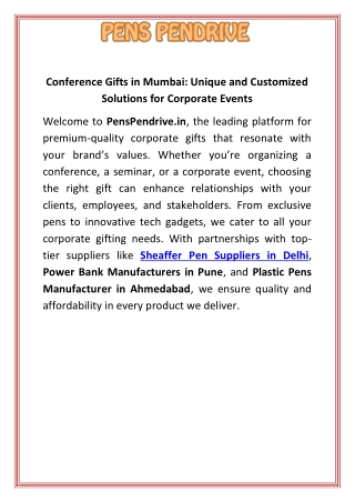 Conference Gifts in Mumbai Unique and Customized Solutions for Corporate Events