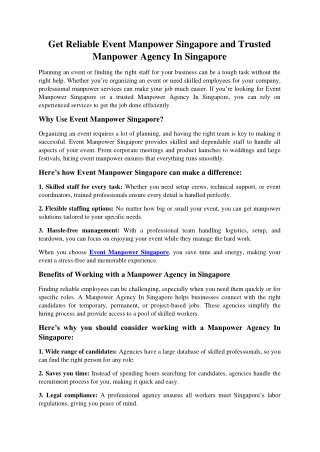 Get Reliable Event Manpower Singapore and Trusted Manpower Agency In Singapore (1)