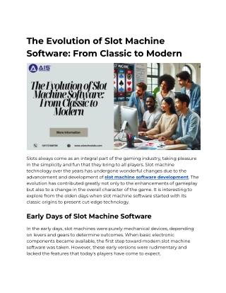 The Evolution of Slot Machine Software: From Classic to Modern