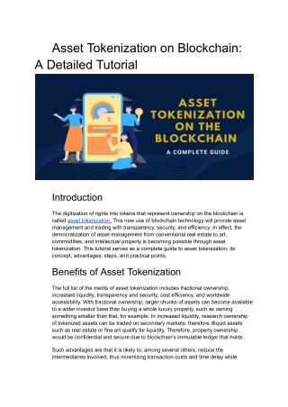 Asset Tokenization on Blockchain