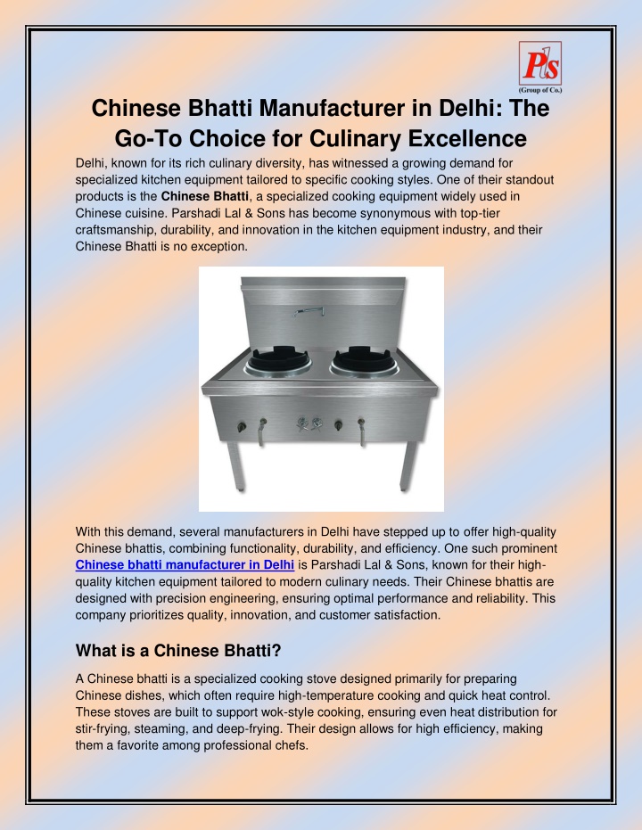 chinese bhatti manufacturer in delhi