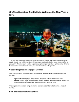 crafting signature cocktails to welcome