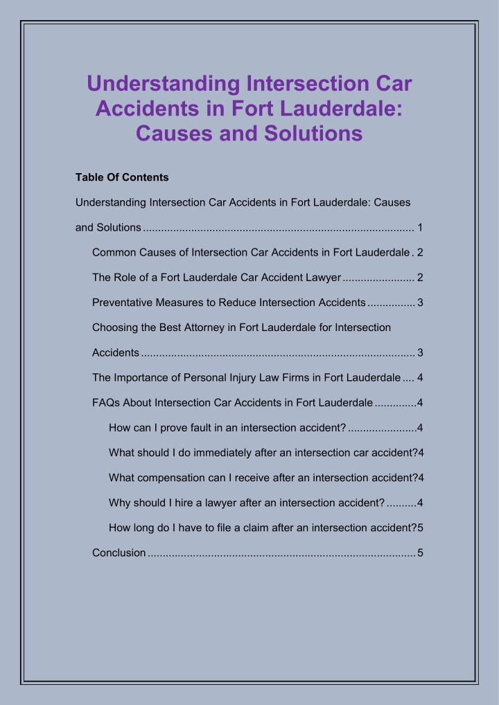 understanding intersection car accidents in fort