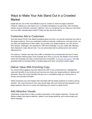 smartbusinessvoice.com - Ways to Make Your Ads Stand Out in a Crowded Market