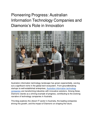 Pioneering Progress_ Australian Information Technology Companies and Diamonix’s Role in Innovation