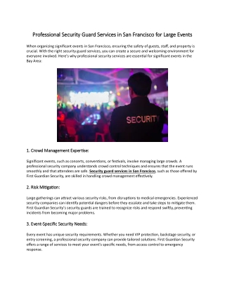 Professional Security Guard Services in San Francisco for Large Events