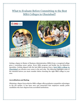 What to Evaluate Before Committing to the Best MBA Colleges in Ghaziabad?