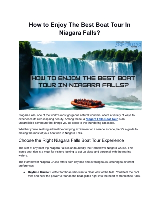 How to Enjoy The Best Boat Tour In Niagara Falls?