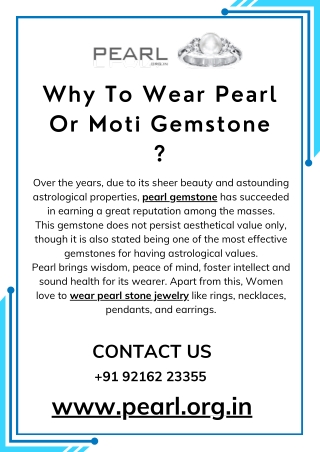 Why To Wear Pearl Or Moti Gemstone