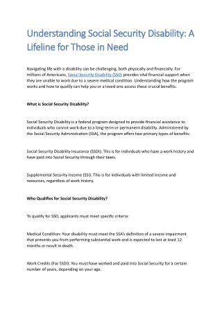 understanding social security disability
