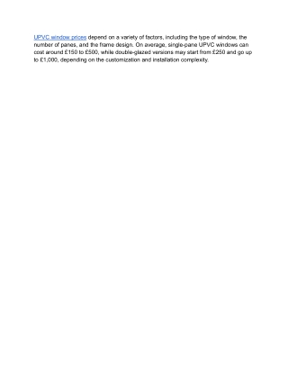 UPVC window prices