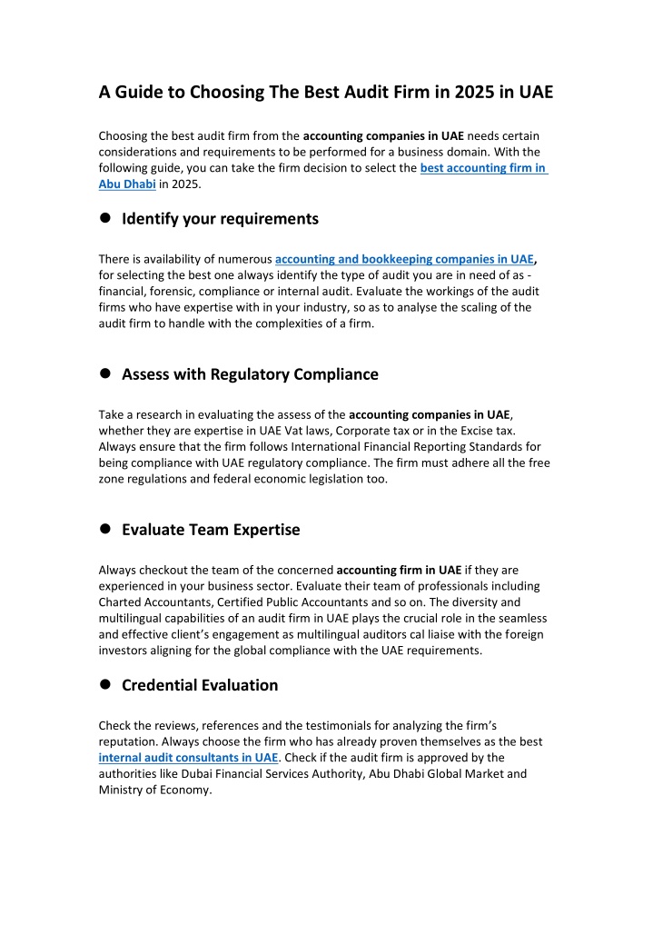 a guide to choosing the best audit firm in 2025