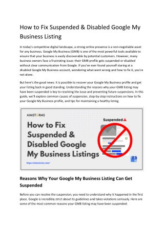 How to Fix Suspended & Disabled Google My Business Listings