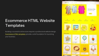 Create a Stunning Online Store with HTML Ecommerce Website Templates