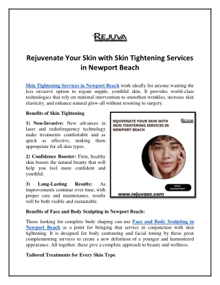 Skin Tightening Services in Newport Beach