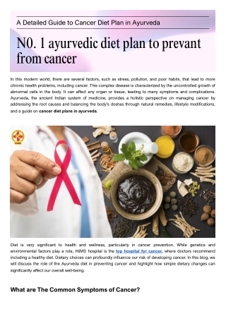 A Detailed Guide to Cancer Diet Plan in Ayurveda