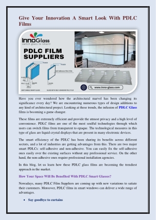 PDLC Film Suppliers