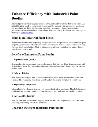 enhance efficiency with industrial paint booths