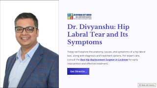 Dr. Divyanshu: Hip Labral Tear and Its Symptoms