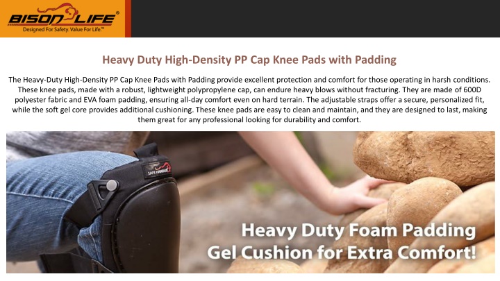 heavy duty high density pp cap knee pads with