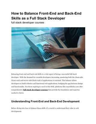 how to balance front end and back end skills