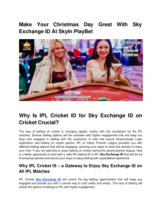 Make Your Christmas Day Great With Sky Exchange ID At SkyIn PlayBet