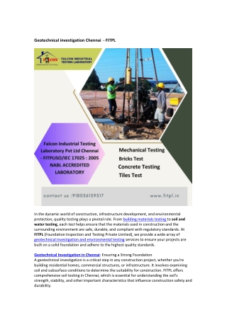 Geotechnical investigation Chennai