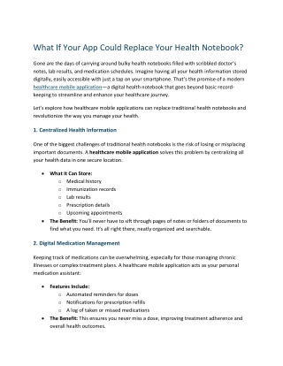 What If Your App Could Replace Your Health Notebook