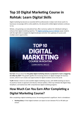 top 10 digital marketing course in rohtak learn
