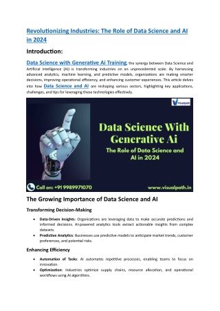Data Science With Generative Ai Online Training | Generative Ai
