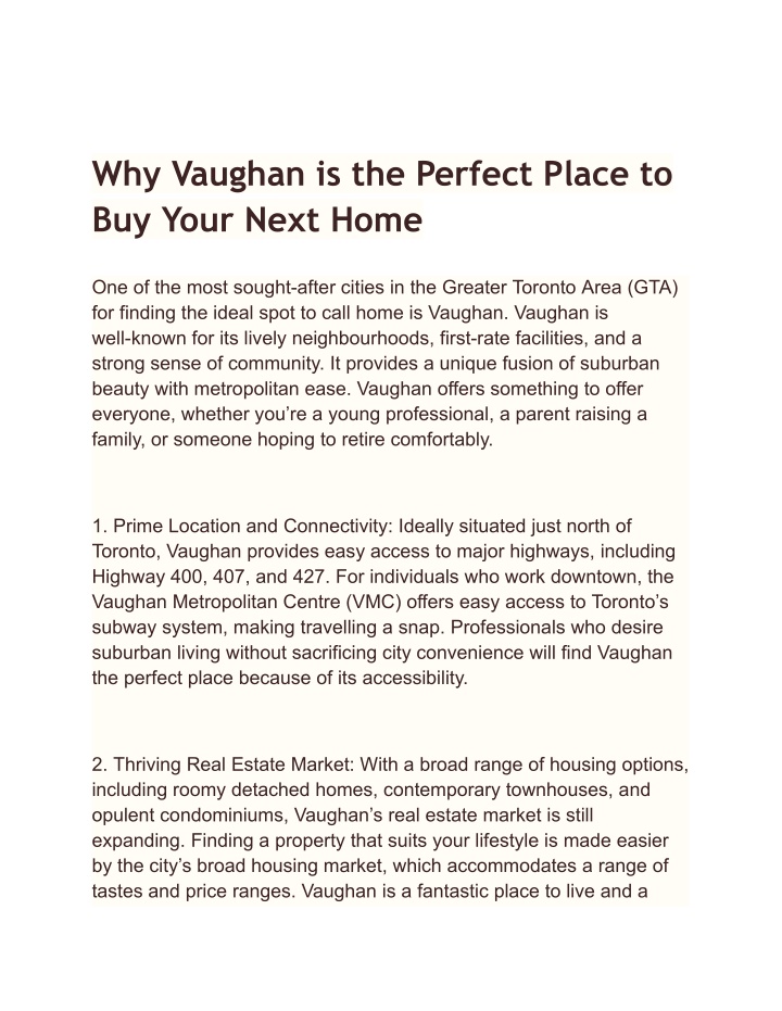 why vaughan is the perfect place to buy your next