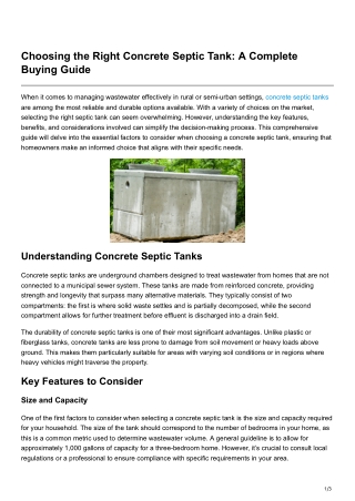 Choosing the Right Concrete Septic Tank A Complete Buying Guide