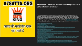 exploring a7 satta and related satta king variants a comprehensive overview