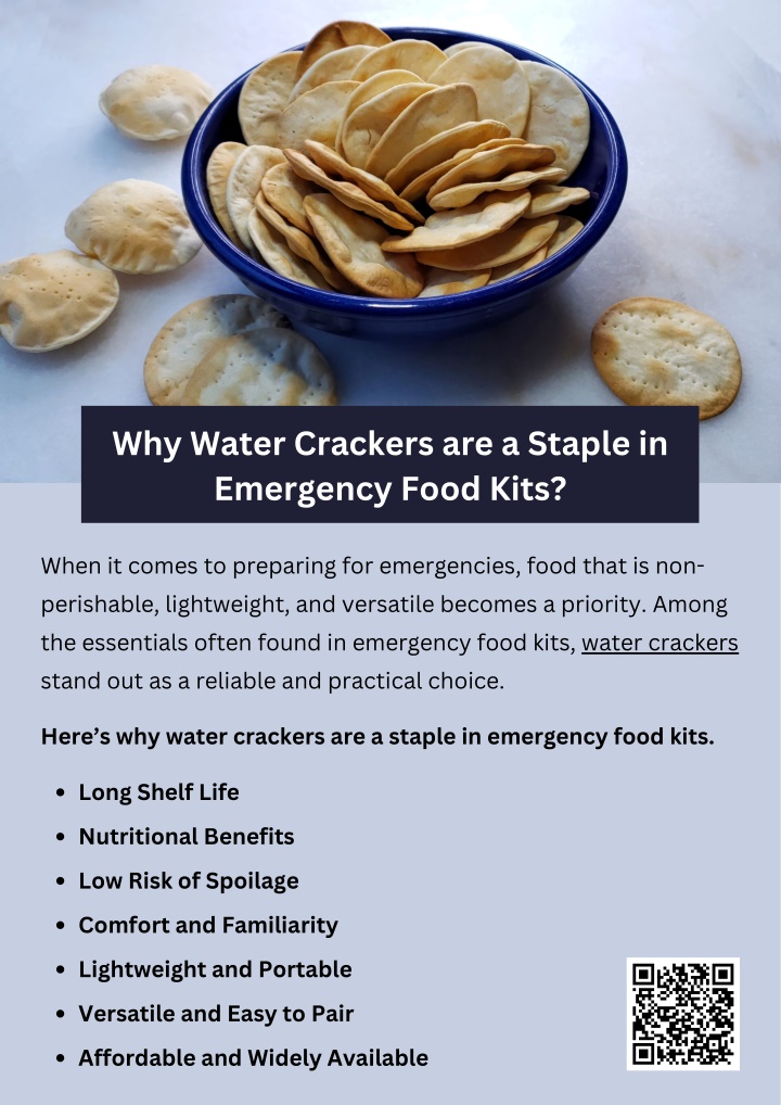 why water crackers are a staple in emergency food