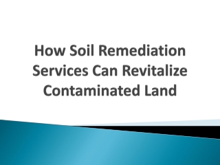 How Soil Remediation Services Can Revitalize Contaminated Land