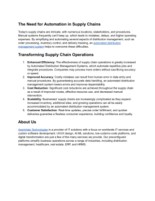 The Role of Automated Distribution Management Systems