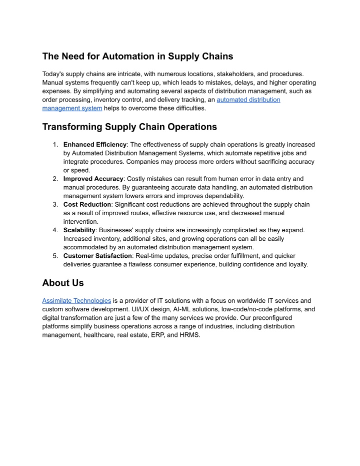 the need for automation in supply chains