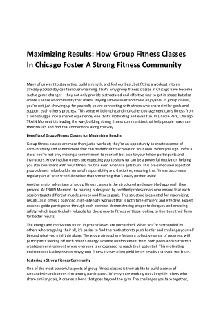 Fitness Classes In Chicago