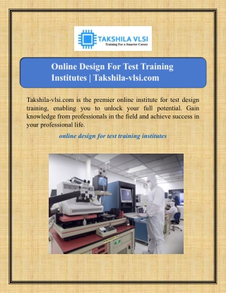 Online Design For Test Training Institutes | Takshila-vlsi.com