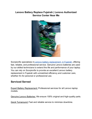 Lenovo Battery Replace Fujairah _ Lenovo Authorized Service Center Near Me