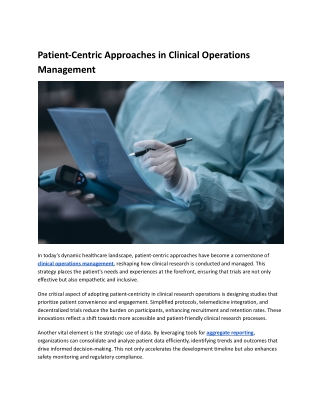 patient centric approaches in clinical operations