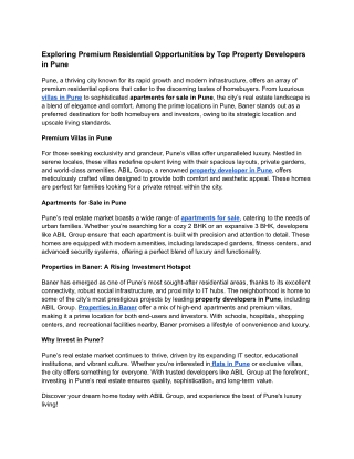 exploring premium residential opportunities