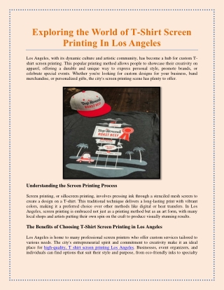 Exploring the World of T-Shirt Screen Printing In Los Angeles